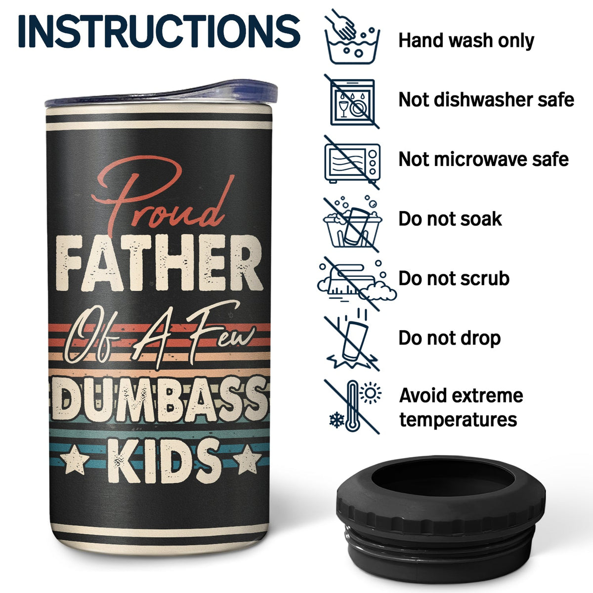 Proud Father Of A Few - Funny Gift For Dad, Father, Grandpa - Personalized 4 In 1 Can Cooler Tumbler