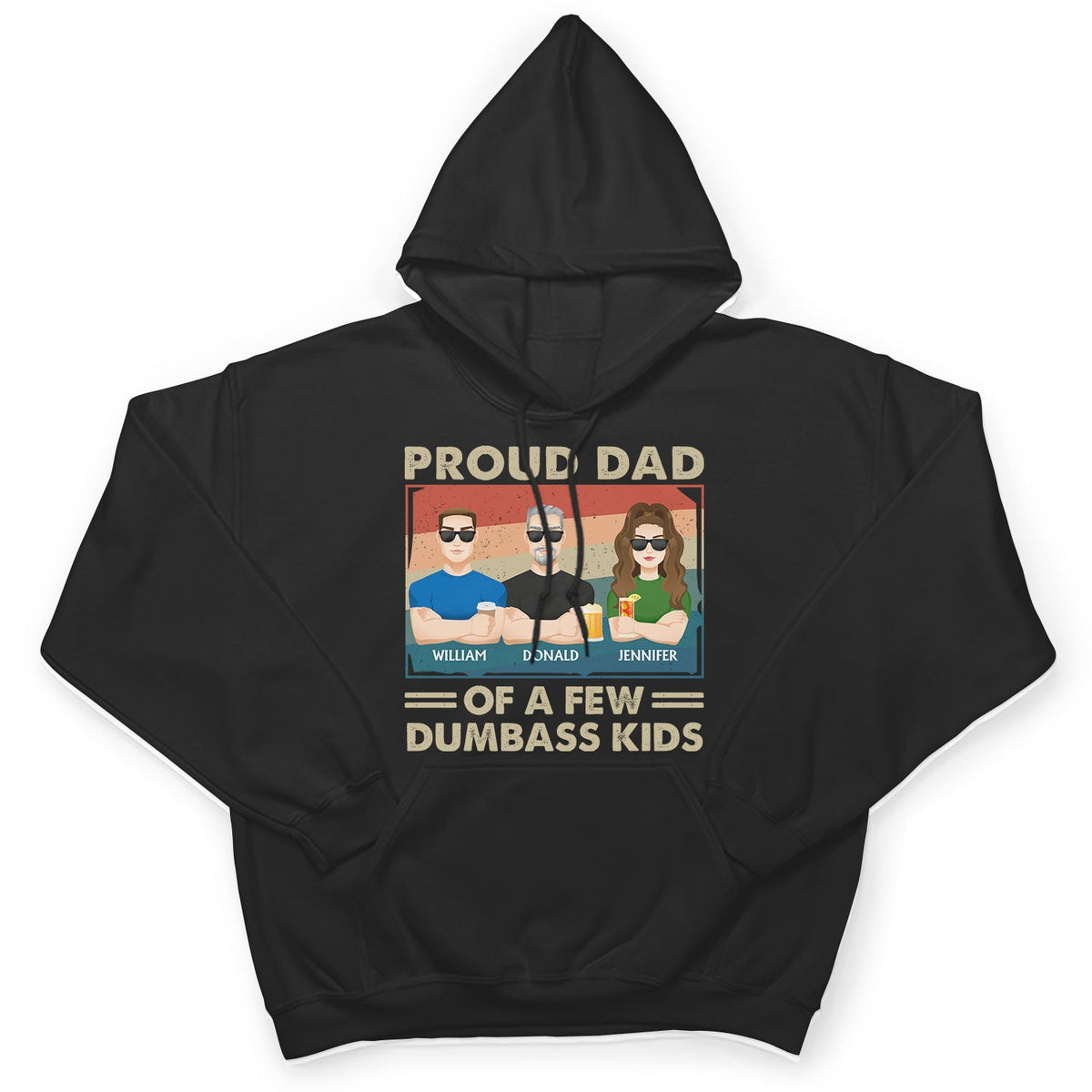 Proud Father Of A Few Kid & Adult Flat Art - Funny Gift For Dad, Father, Grandpa - Personalized T Shirt