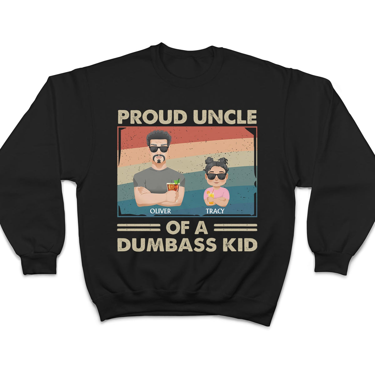 Proud Father Of A Few Kid & Adult Flat Art - Funny Gift For Dad, Father, Grandpa - Personalized T Shirt