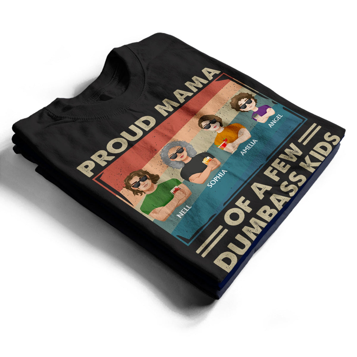 Proud Mother Of A Few Kid & Adult Flat Art - Funny Gift For Mom, Mother, Grandma - Personalized T Shirt