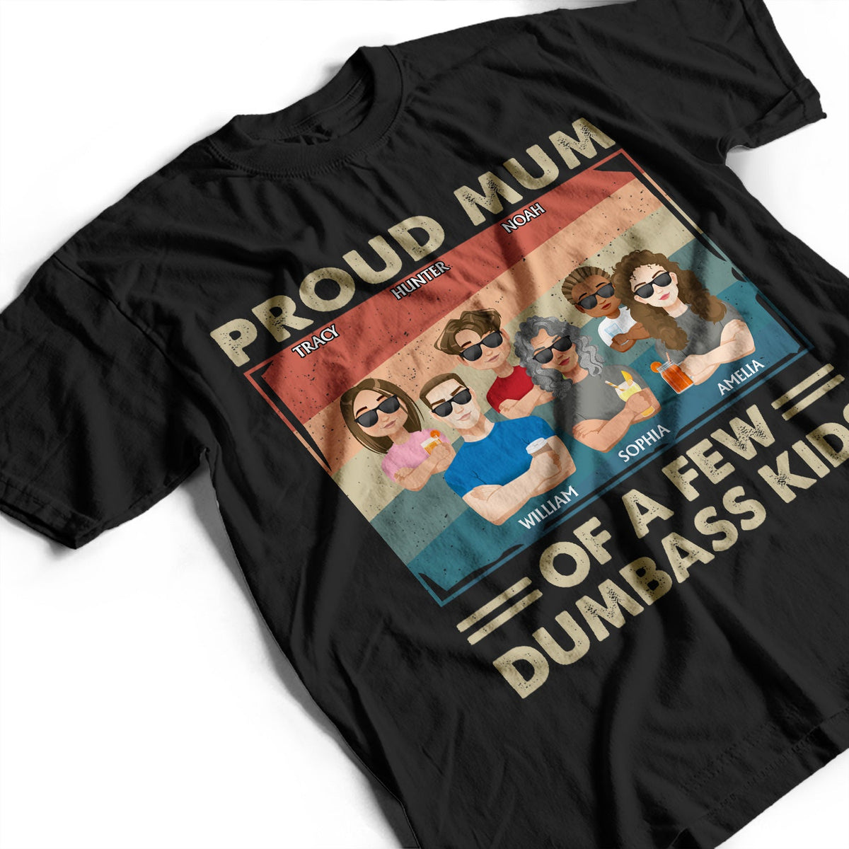 Proud Mother Of A Few Kid & Adult Flat Art - Funny Gift For Mom, Mother, Grandma - Personalized T Shirt