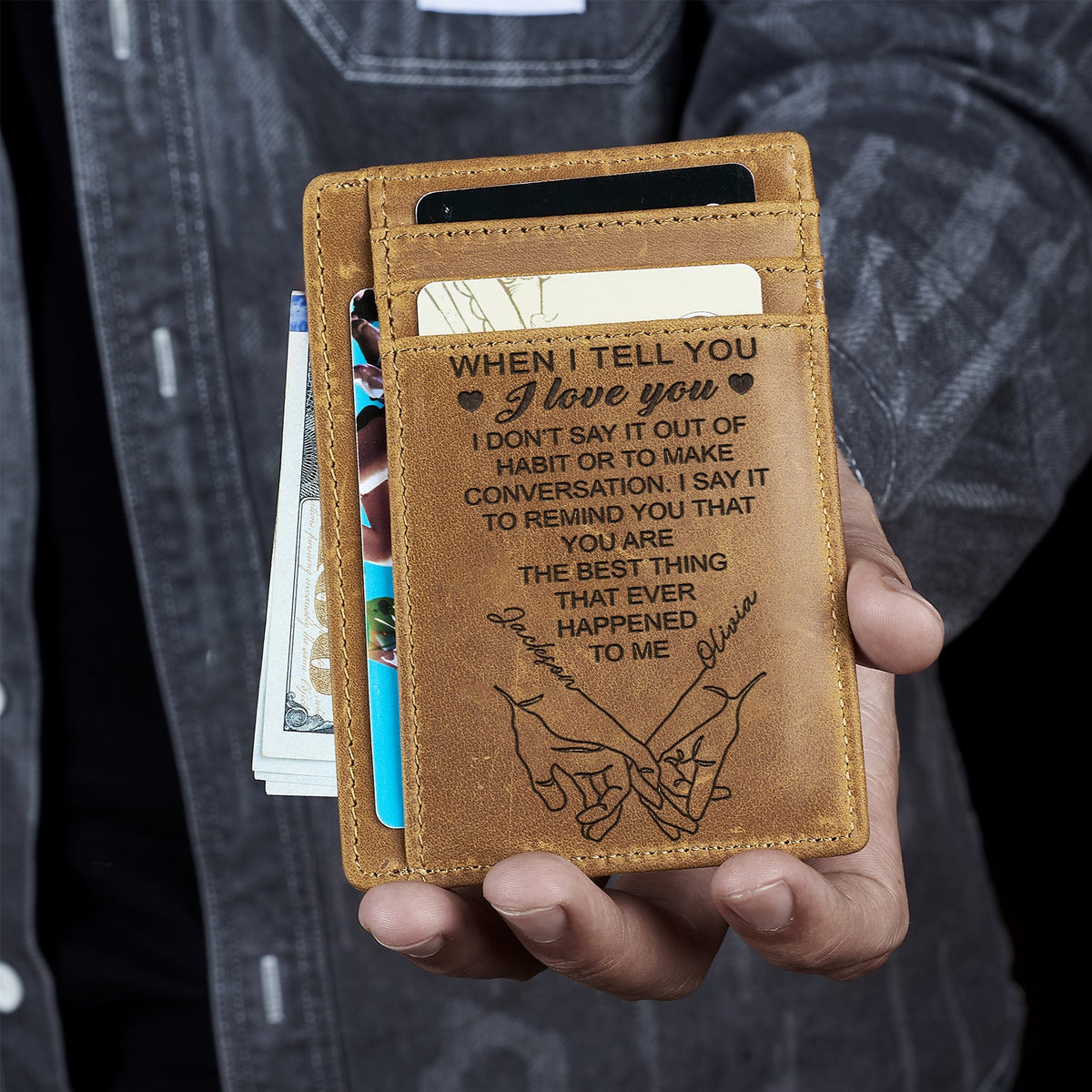 Quand je te dis que je t'aime - Cadeau pour couple, mari, femme - Porte-cartes personnalisé
