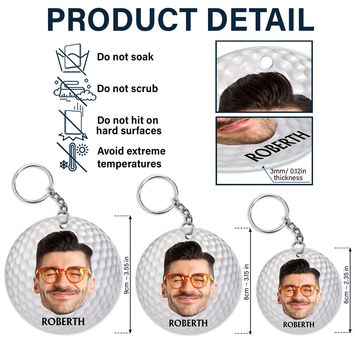 Photo personnalisée si retrouvée, retournez à ce type - Cadeau pour papa, père, grand-père, golfeur, amateur de golf - Porte-clés en acrylique personnalisé