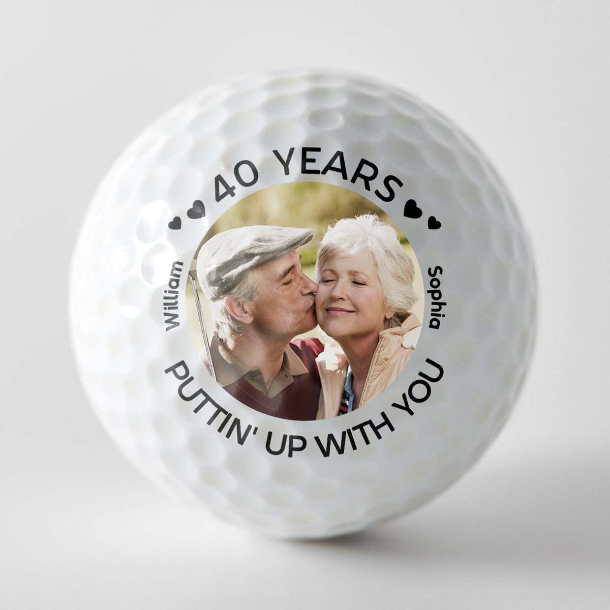 Photo personnalisée « Je t'aime » – Cadeau pour amateur de golf, golfeur, mari, couple – Balle de golf personnalisée