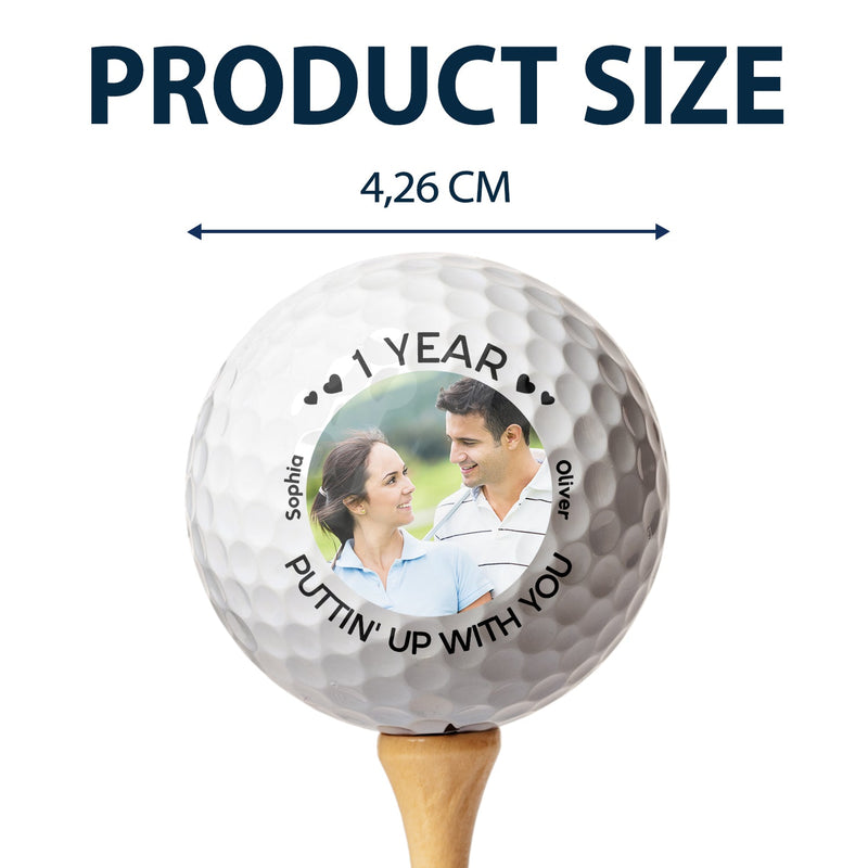 Photo personnalisée « Je t'aime » – Cadeau pour amateur de golf, golfeur, mari, couple – Balle de golf personnalisée