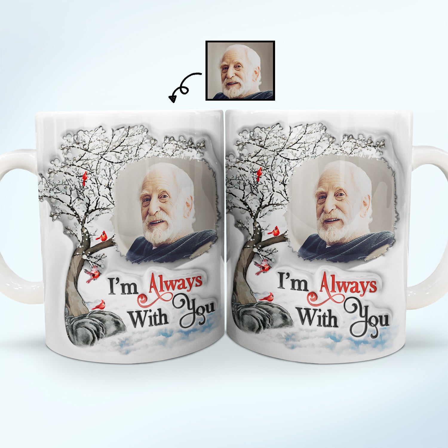 Custom Photo I'm Always With You - Memorial Gift For Family, Friends - 3D Inflated Effect Printed Mug, Personalized White Edge-to-Edge Mug