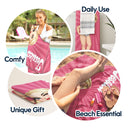 Cartoon Woman Traveling Beach Poolside Swimming Picnic - Birthday, Vacation Gift For Her, Besties, Family - Personalized Beach Towel