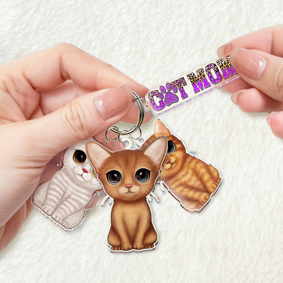 Chat mignon - Cadeau amusant pour les amoureux des chats, maman chat, papa chat - Porte-clés personnalisé en acrylique