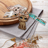 Chat mignon - Cadeau amusant pour les amoureux des chats, maman chat, papa chat - Porte-clés personnalisé en acrylique