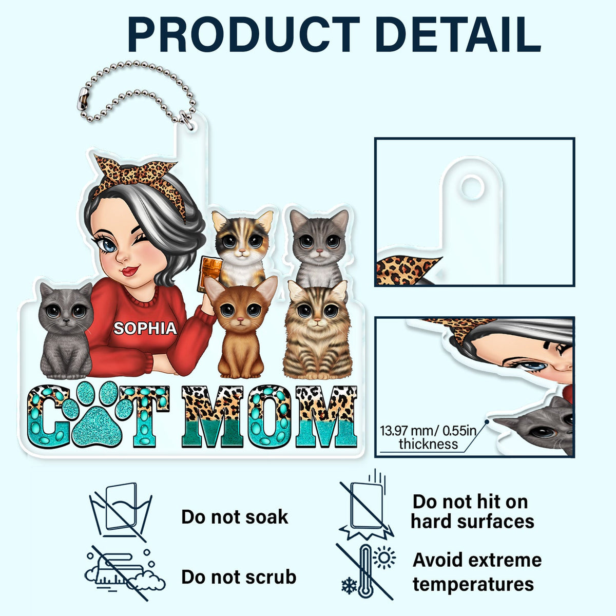 Cat Mom - Funny Gift For Cat Lovers, Pet Lovers - Personalized Acrylic Car Hanger
