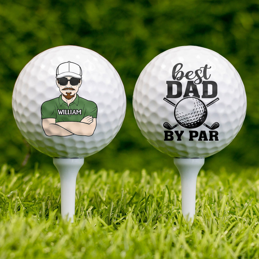 Meilleur papa par Par - Cadeau pour papa, père, grand-père, golfeur, amateur de golf - Balle de golf personnalisée