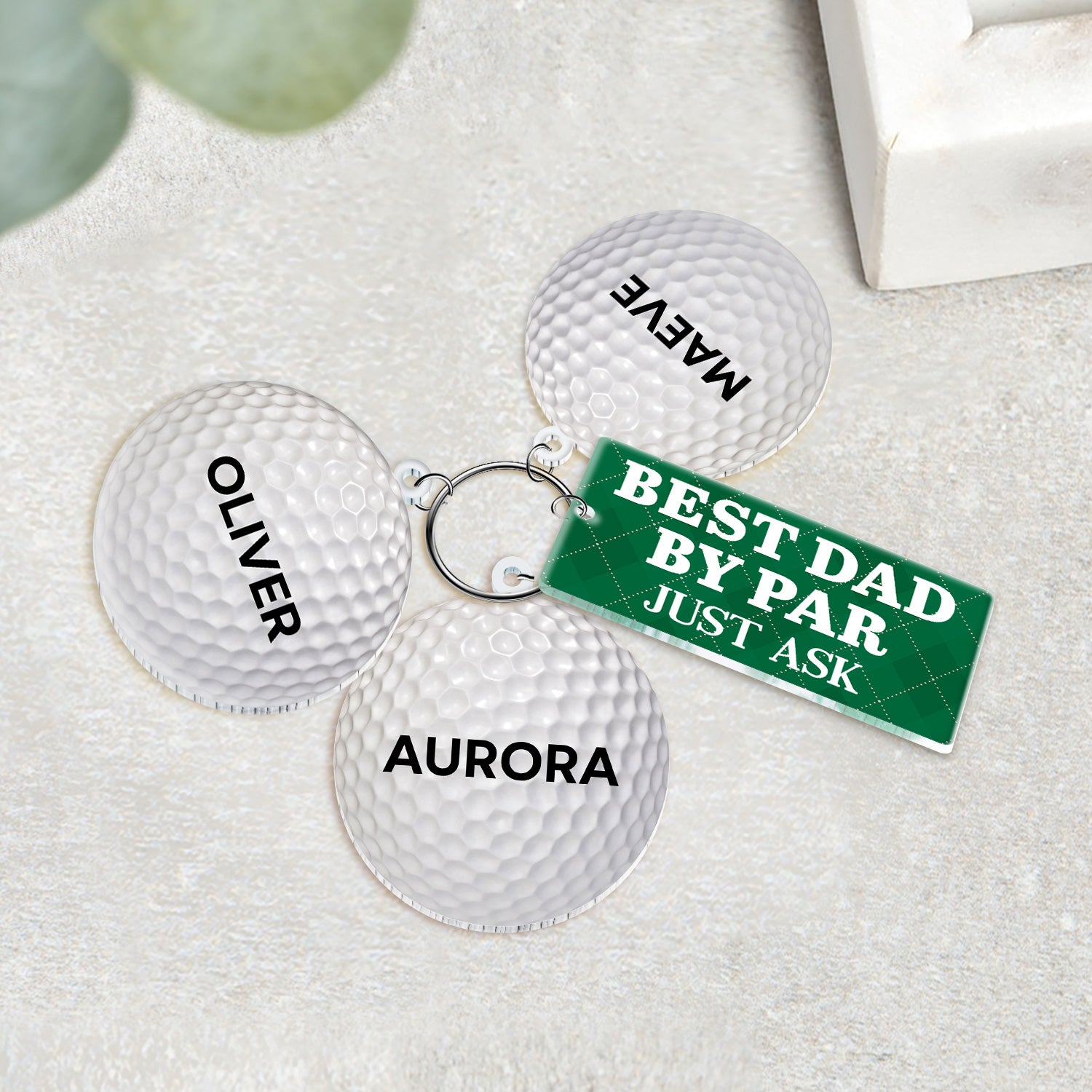 Best Dad By Par - Gift For Dad, Father, Grandpa, Golfer, Golf Lover - Personalized Acrylic Tag Keychain
