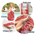Cartoon Woman Custom Name Traveling Beach Poolside Swimming Picnic - Birthday, Vacation Gift For Her, Besties, Family - Personalized Beach Towel
