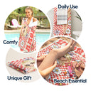 Cartoon Woman Retro Traveling Beach Poolside Swimming Picnic - Birthday, Vacation Gift For Her, Besties, Family - Personalized Beach Towel