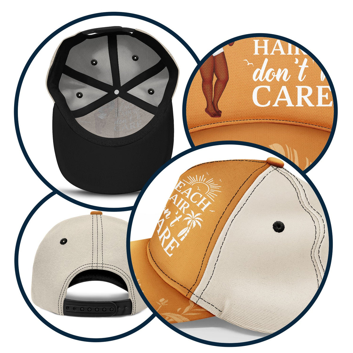 Les cheveux de plage ne s'en soucient pas ! Cadeau pour les amoureux de la plage, les amoureux des voyages et les femmes ! Casquette classique personnalisée 
