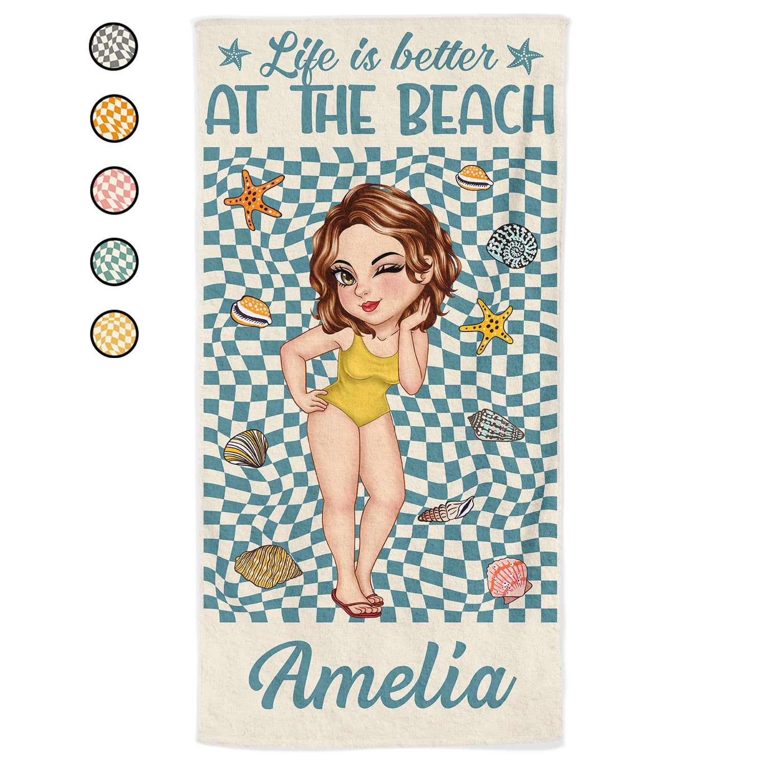 Life Is Better At The Beach Traveling Poolside Swimming Picnic - Birthday, Vacation Gift For Her, Besties, Family - Personalized Beach Towel