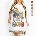 Maman chat - Cadeau amusant pour les amoureux des chats et des animaux - T-shirt de nuit personnalisé pour femme