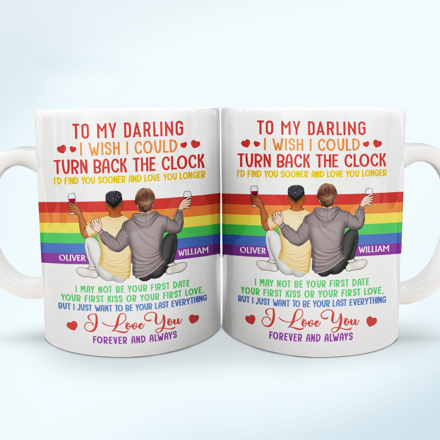 I Wish I Could Turn Back The Clock - Anniversary, Loving Gift For Pride Couples, Husband, Wife - Personalized White Edge-to-Edge Mug