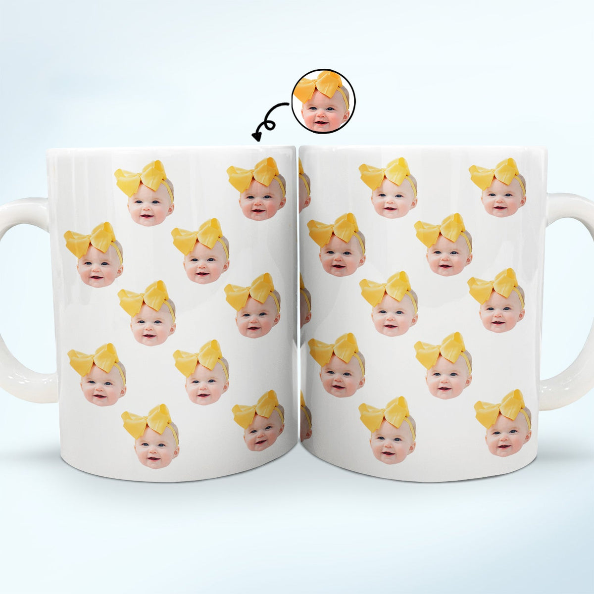Mug photo personnalisé avec visage d'enfant drôle - Mug blanc bord à bord personnalisé
