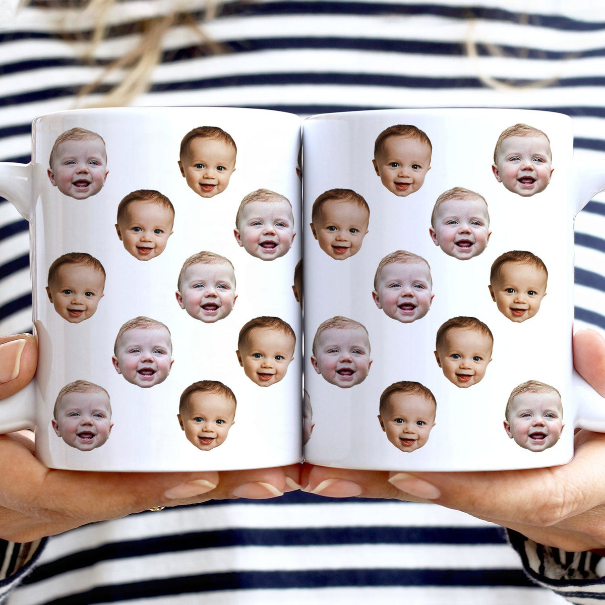 Mug photo personnalisé avec visage d'enfant drôle - Mug blanc bord à bord personnalisé