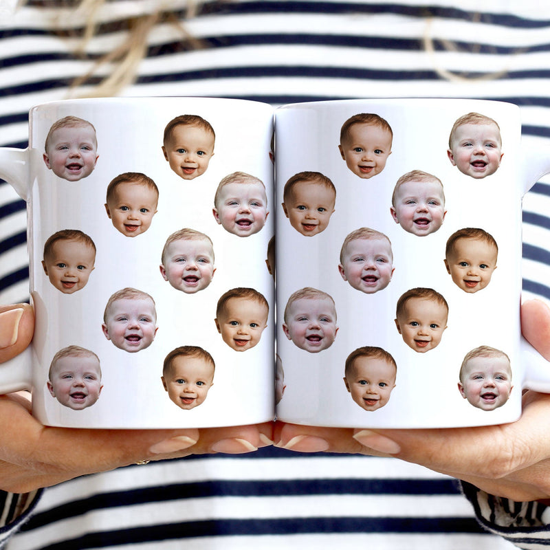 Custom Photo Funny Kid Face - Personalized White Edge-to-Edge Mug