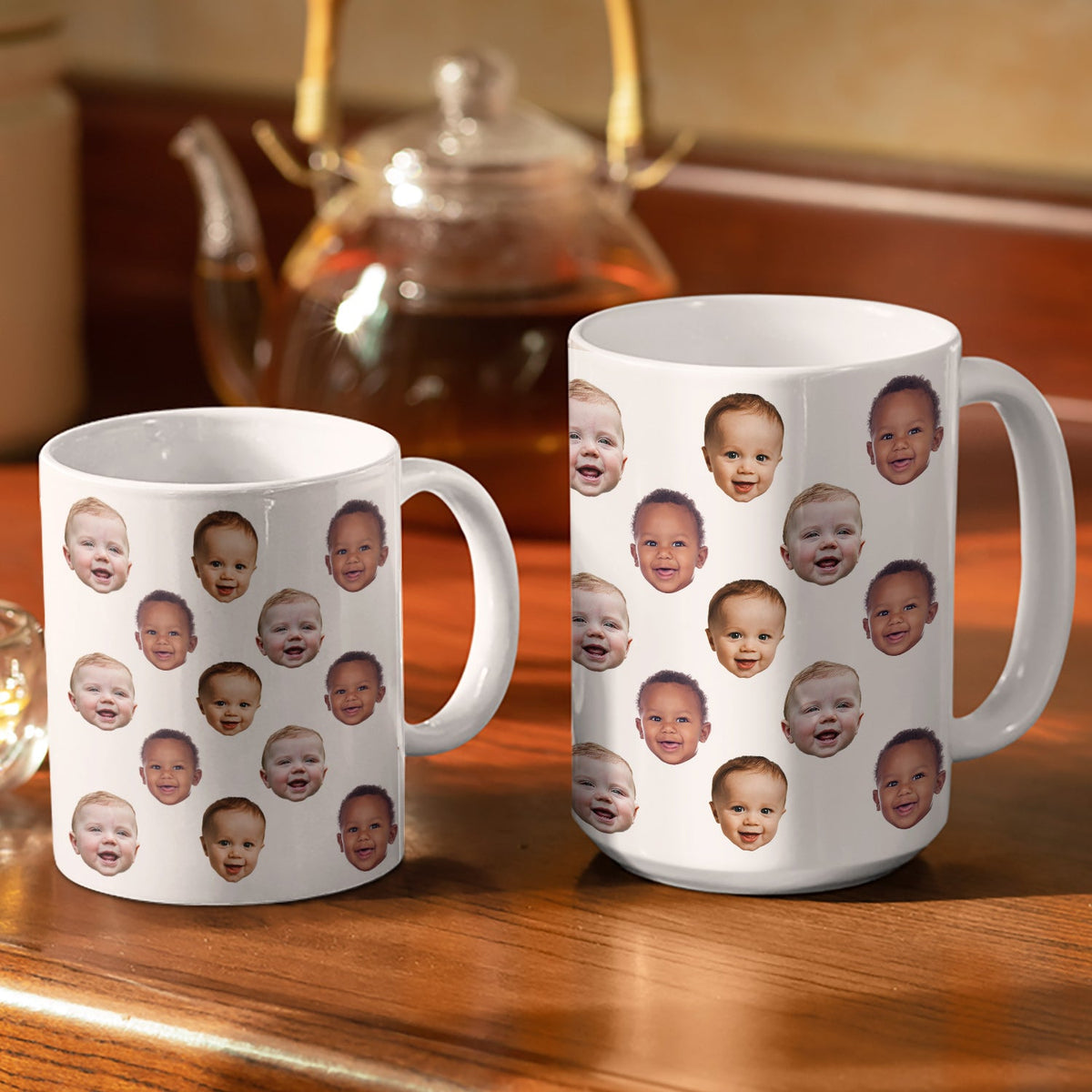 Mug photo personnalisé avec visage d'enfant drôle - Mug blanc bord à bord personnalisé