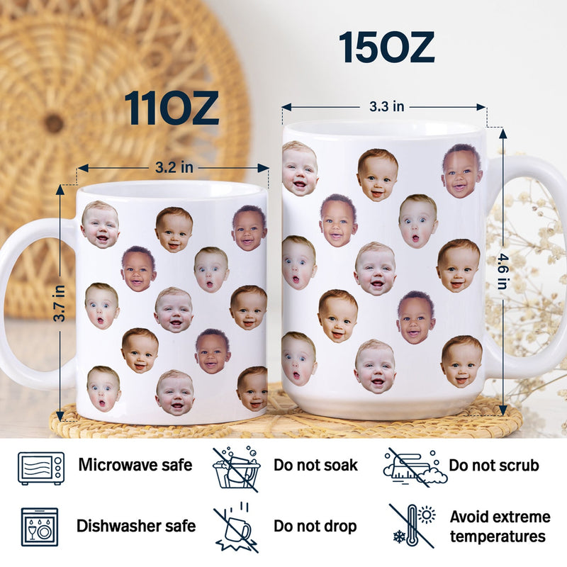 Custom Photo Funny Kid Face - Personalized White Edge-to-Edge Mug