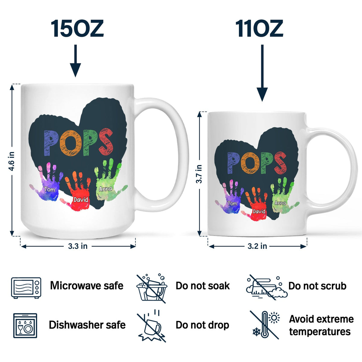 Papa Grandkids Hand Print - Personalized Mug