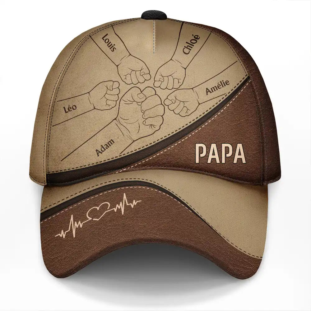 Check Poing Contre Poing Grand-père Papa Avec Enfants - Casquette Classique Personnalisée