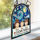 Chibi Grandkids Love You To The Moon And Back - Personalized Window Hanging Suncatcher Ornament