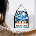 Chibi Grandkids Love You To The Moon And Back - Personalized Window Hanging Suncatcher Ornament
