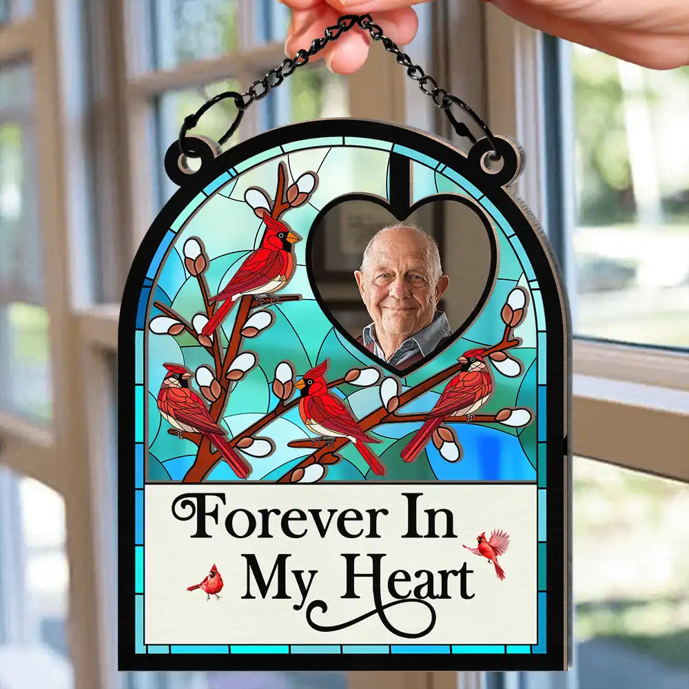 Custom Photo I'm Always With You Memorial Bird - Personalized Window Hanging Suncatcher Ornament