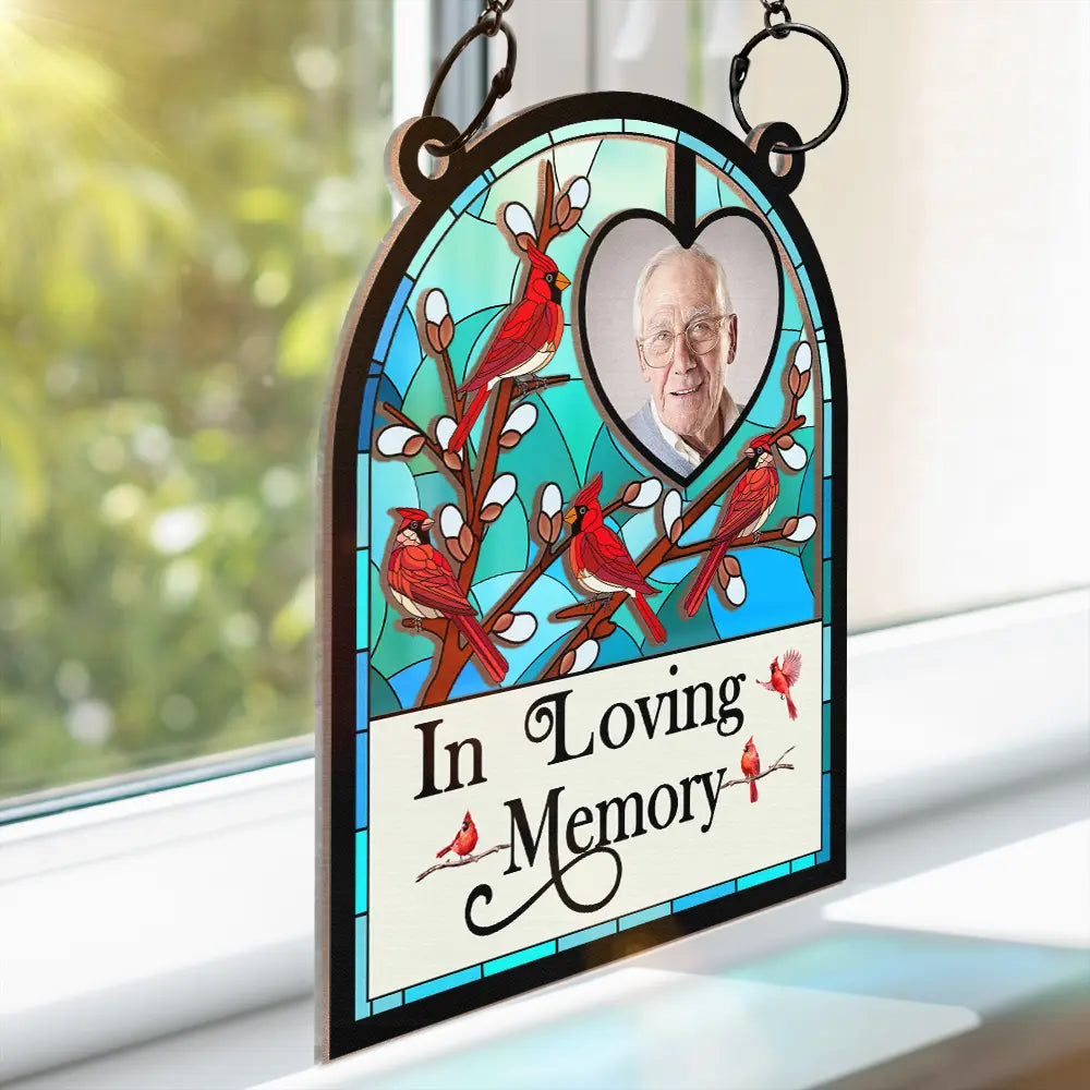 Custom Photo I'm Always With You Memorial Bird - Personalized Window Hanging Suncatcher Ornament