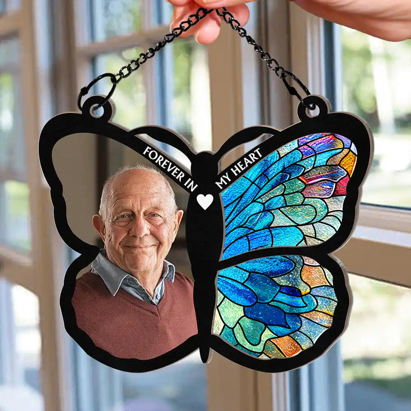 Custom Photo Although You Cannot See Me Memorial - Personalized Window Hanging Suncatcher Ornament