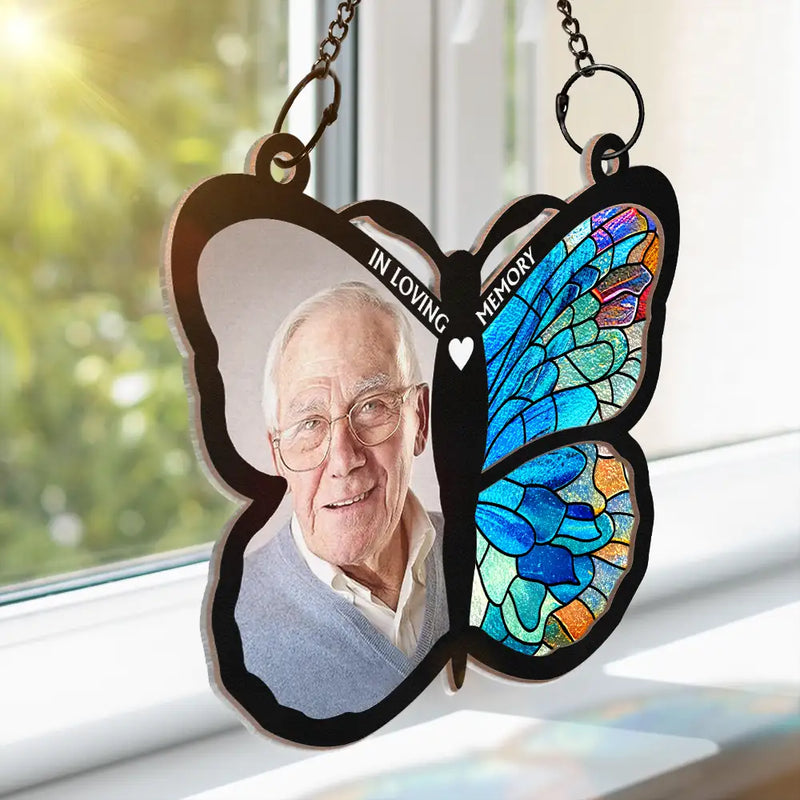 Custom Photo Although You Cannot See Me Memorial - Personalized Window Hanging Suncatcher Ornament
