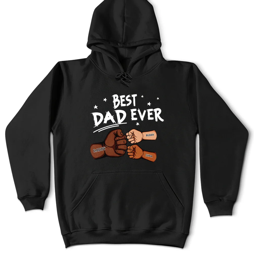 Best Dad Ever Pet And Kid Hand Punch Colorful - Personalized T Shirt