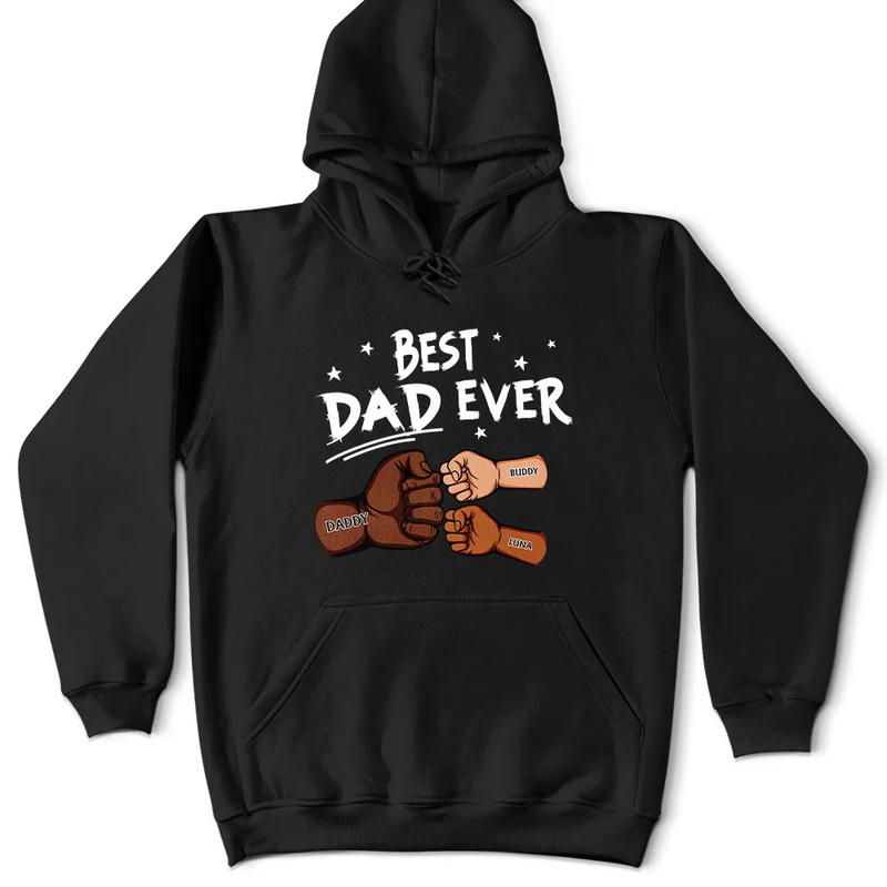 Best Dad Ever Pet And Kid Hand Punch Colorful - Personalized T Shirt