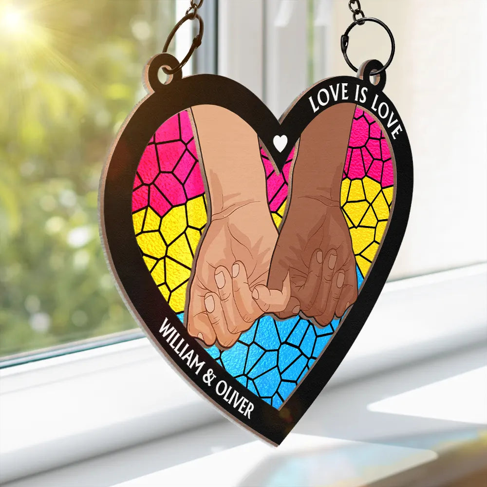 Love Is Love Pride - Personalized Window Hanging Suncatcher Ornament