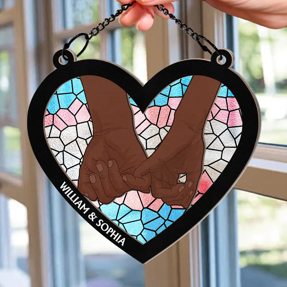 Pinky Promise Pride Couple - Personalized Window Hanging Suncatcher Ornament