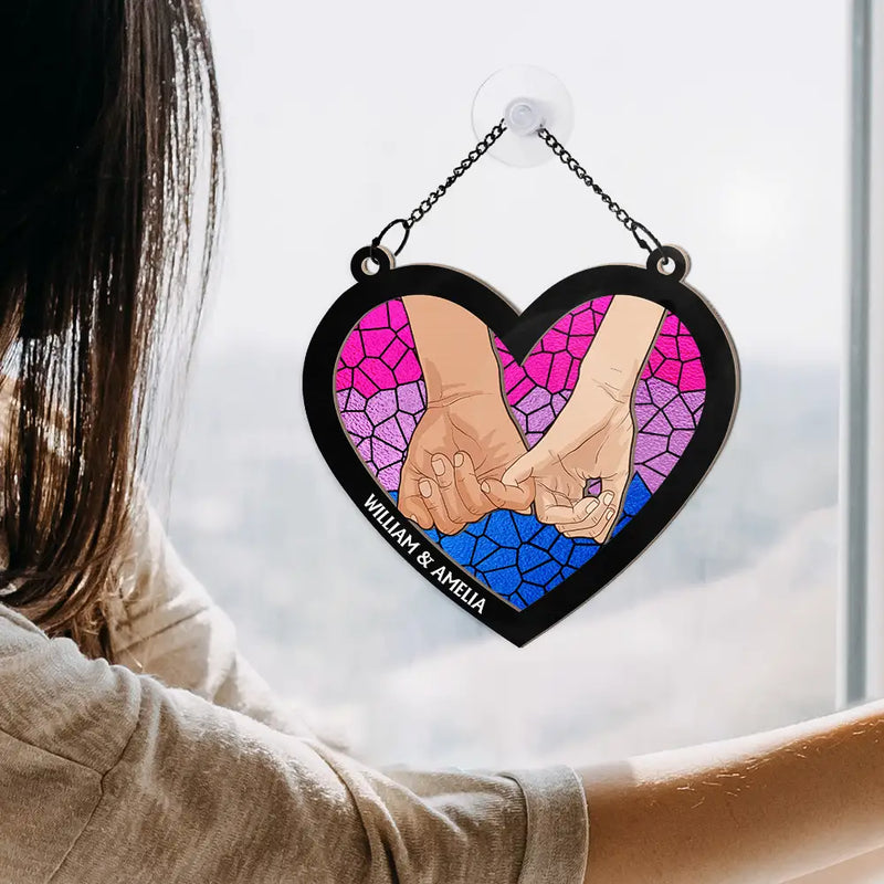 Pinky Promise Pride Couple - Personalized Window Hanging Suncatcher Ornament