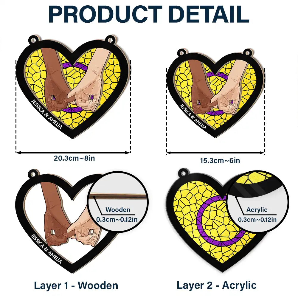 Pinky Promise Pride Couple - Personalized Window Hanging Suncatcher Ornament