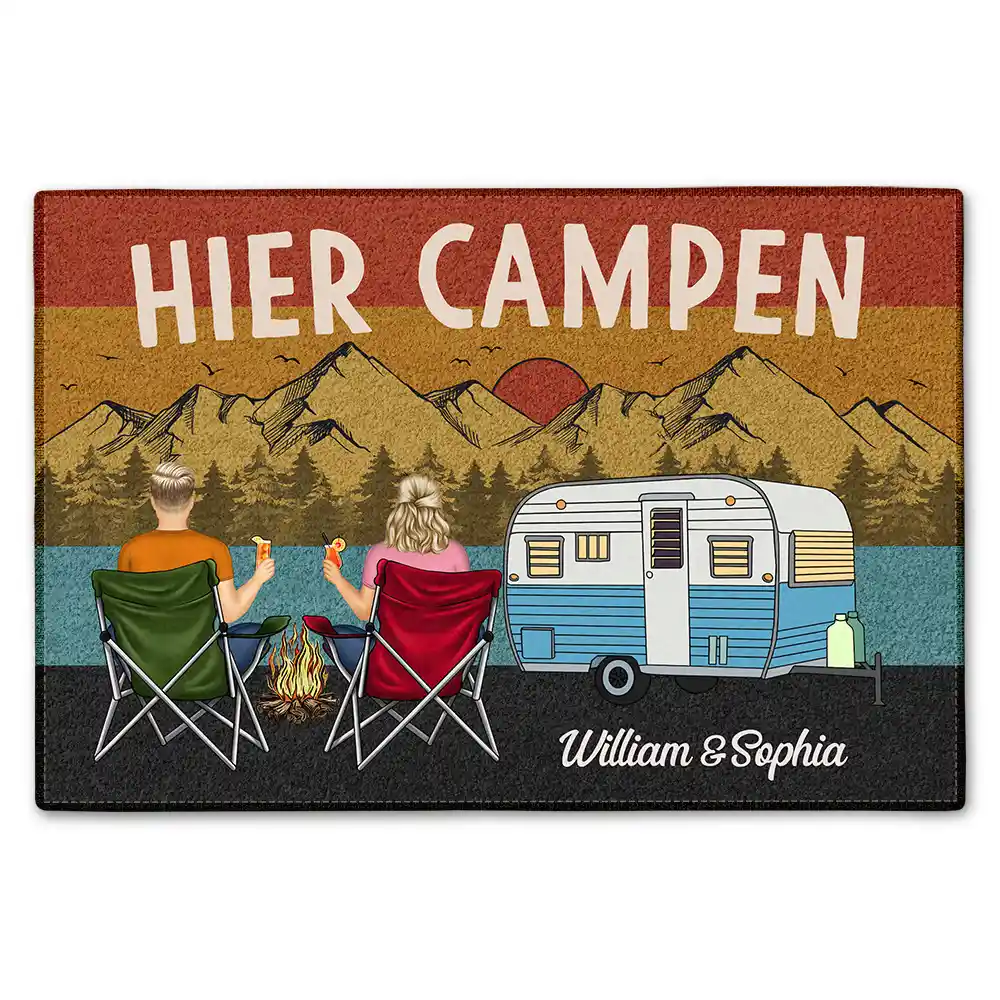 Hier Campen Retro - Personalized Doormat