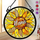 Nana Mom Auntie Family Sunflower - Personalized Window Hanging Suncatcher Ornament