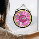 Nana Mom Auntie Family Sunflower - Personalized Window Hanging Suncatcher Ornament