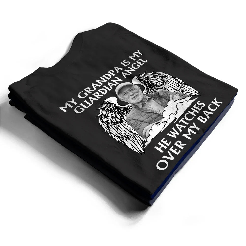 Custom Photo My Dad Is My Guardian Angel Memorial - Personalized T Shirt