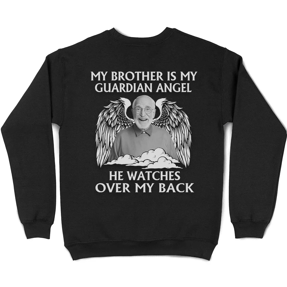 Custom Photo My Dad Is My Guardian Angel Memorial - Personalized T Shirt