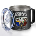 Let's Sit By The Campfire - Personalized 14oz Stainless Steel Tumbler With Handle