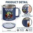 Let's Sit By The Campfire - Personalized 14oz Stainless Steel Tumbler With Handle