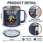 Let's Sit By The Campfire - Personalized 14oz Stainless Steel Tumbler With Handle