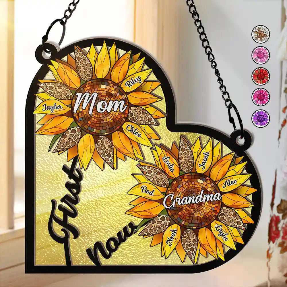 First Mom Now Grandma - Personalized Window Hanging Suncatcher Ornament